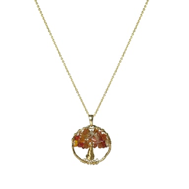 Necklace Luxenter budleia made of metal alloy and red agate 18K gold plated finish