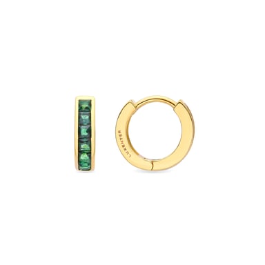 Luxenter Wudya earrings in Emerald Zirconia, finished in 18k yellow gold