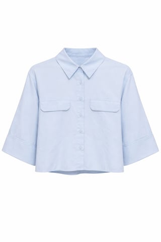 Short Sleeve Crop Poplin Shirt