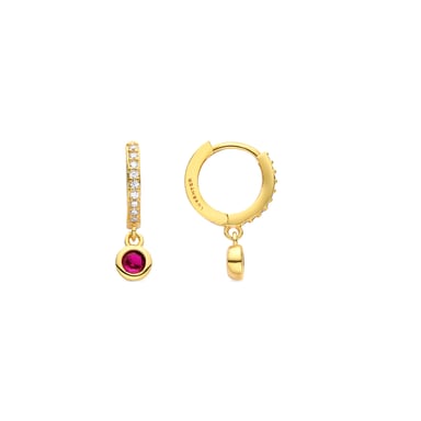Luxenter Warlah earrings in ruby zirconia,finished in 18k yellow gold