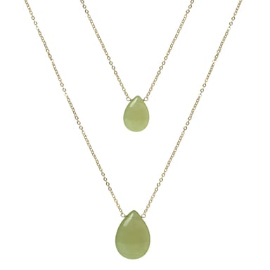 Luxenter abelia necklace in metal alloy and green jade 18K gold plated finish