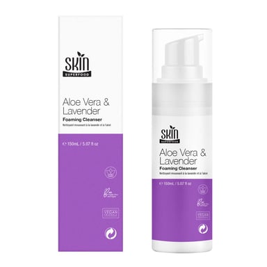 Skin Superfood Advanced Aloe Vera & Lavender Anti-Ageing Foaming Cleanser 150ml for Fine Lines, Wrinkles, Sensitivity