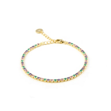 Luxenter 925 Sterling Silver Bracelet with Multicolour Zirconia finished in 18K yellow gold - Tahu