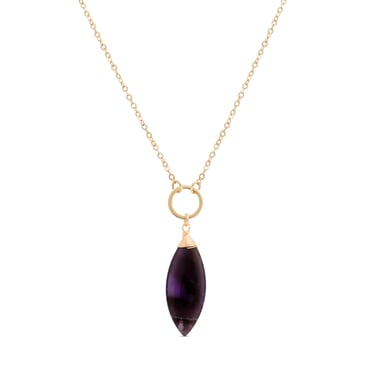 Luxenter ayom necklace made of metal alloy and natural amethyst 18K gold plated finish