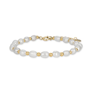 Luxenter Sterling zilveren 925 armband met witte parel afgewerkt in 18K geel goud - Zul