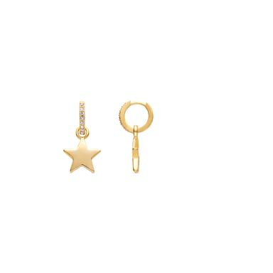 Luxenter Star Star earrings with shiny zirconia,18kt yellow gold finish