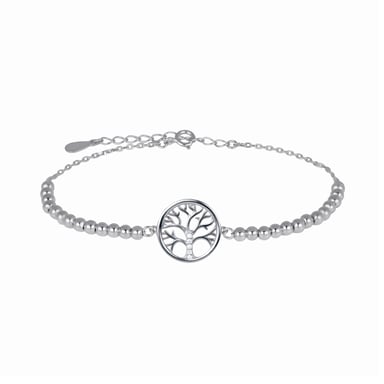 Luxenter Tree of Life bracelet in 925 sterling silver and shiny zirconia rhodium plated finish