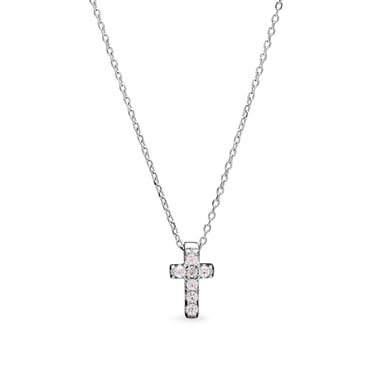 Luxenter sharra-halsband av 925 sterlingsilver och glänsande zirkonia med rodiumpläterad yta