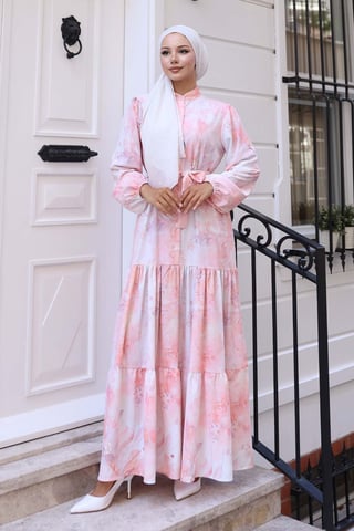 Buttoned Crew Neck Maxi Dress with Waistband