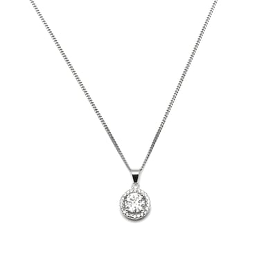 Luxenter legend gemstone necklace in 925 sterling silver and shiny zirconia with rhodium plated finish