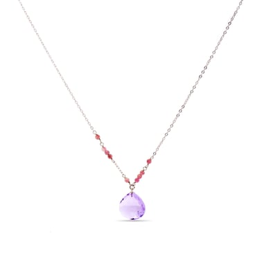 Luxenter zoqoyi necklace made of metal alloy and morganite zirconia rhodium plated finish