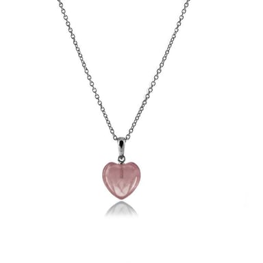 Sterling silver necklace made of 925 sterling silver and rose quartz rhodium plated finish