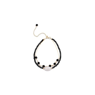 Luxenter ekhao metal alloy and onyx hydrothermal quartz 18K gold plated finish bracelet