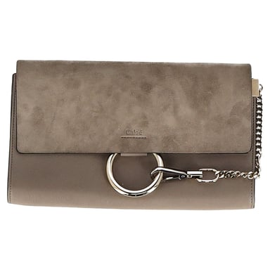 Chloé Faye Clutch Bag in Grey Suede