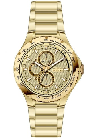 Invicta Aviator 50106 Men's Watch - Quartz Movement - Stainless Steel with Gold Dial - 44 mm