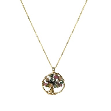 18K gold plated metal alloy and multicoloured tourmaline necklace Luxenter budleia necklace