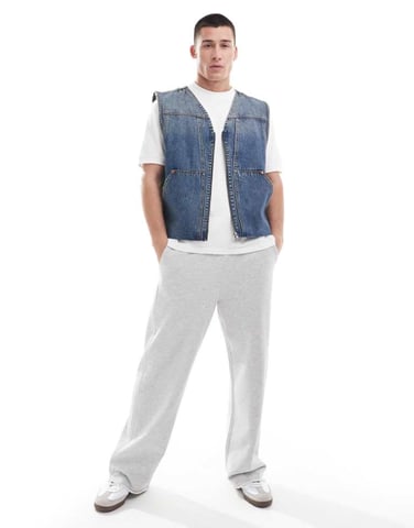Weekday Astoria denim zip through vest in steel blue wash