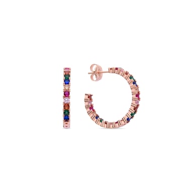 Luxenter vyamba örhängen i 925 sterlingsilver och flerfärgade kubiska zirkoner med 18k roséguldfinish