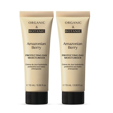Organic & Botanic Amazonian Berry Anti-Ageing Day Moisturiser 15ml Duo Kit for Fine Lines, Wrinkles, Dryness