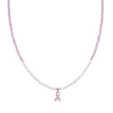 Luxenter Sterling Silver 925 necklace with 18K rose gold plated white pearl - Kael