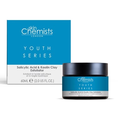 skinChemists Salicylic Acid & Kaolin Clay Anti-Ageing Exfoliator 60ml for Acne, Blemishes, Large Pores