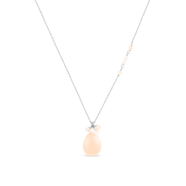 Luxenter adak halsband i metallegering och orange agat rodiumpläterad finish