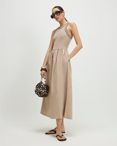 River Island Womens Maxi Dress Beige Sleeveless Round Neck