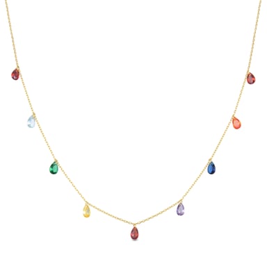 Luxenter Lukza necklace in 925 sterling silver and multicoloured zirconia finished in 18k yellow gold plating