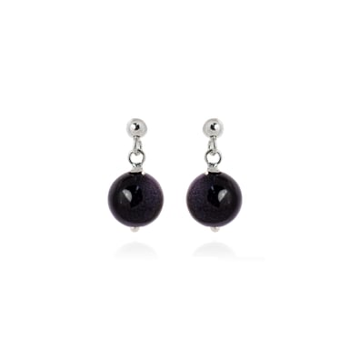Luxenter Coleki earrings in 925 sterling silver and blue aventurine rhodium plated finish