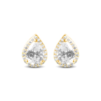 Luxenter theli earrings in 925 sterling silver and shiny 18K gold plated zirconia finish