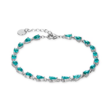 Luxenter armband, 925 sterling zilver, muanyala en smaragd kubieke zirkonia, gerhodineerd afgewerkt