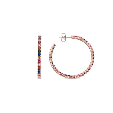 Örhängen i Luxenter Sterling Silver 925 med flerfärgade zirkoner i 18K roséguld - Vyamba