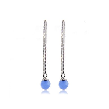 Luxenter yedia earrings in 925 sterling silver and aquamarine blue hydrothermal quartz rhodium plated finish