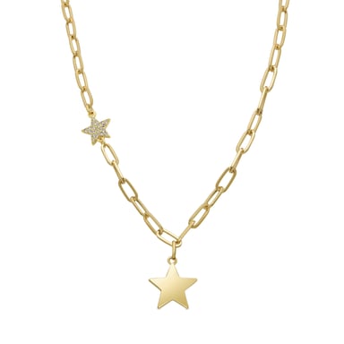Luxenter Star necklace made of shiny zirconia,18k yellow gold finish