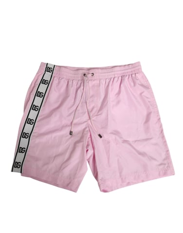 Dolce & Gabbana Rosa Nylon Logotyp Sidrand Badkläder Herr Simbyxor