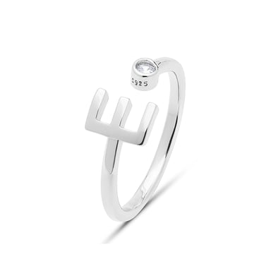 Luxenter 925 Sterling Silver Ring with Rhodium Plated Brilliant Zirconia - Alphabet