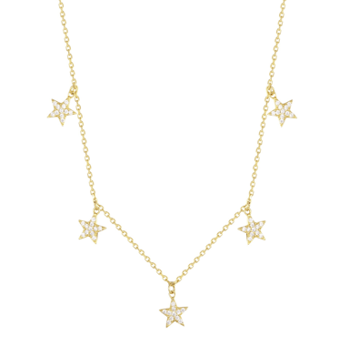 18ct Gold Plate CZ Star Drop Charm Necklace