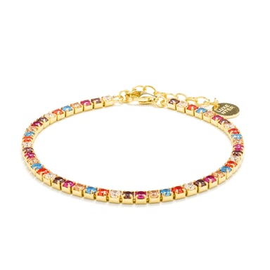 Luxenter 925 Sterling Silver Bracelet with Multicolour Zirconia finished in 18K yellow gold - Tahu