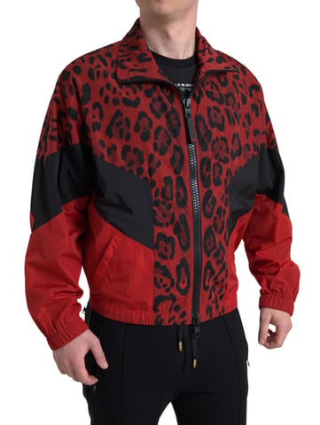 Leopardmönstrad Träningsjacka Rödsvart Stil