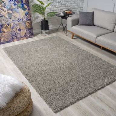 Muratap Loca shaggy vloerkleed lichtgrijs hoogpolig- 120x170 cm