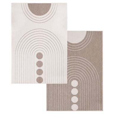 Muratap Duo binnen en buiten vloerkleed dubbelzijdig outdoor laagpolig tapijt creme 120x170 cm