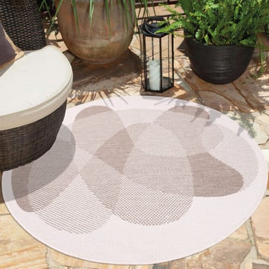 Muratap Duo binnen en buiten vloerkleed dubbelzijdig outdoor laagpolig tapijt 120 cm rond