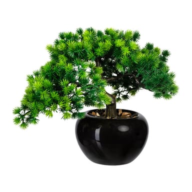 Kopu ® kunstplant bonsai lariks 26 cm met zwarte pot bonsai boompje