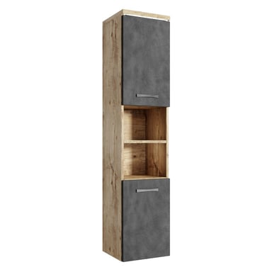 Badplaats Badkamerkast paso 35 x 35 x 160 cm kastanje met donker grijs -