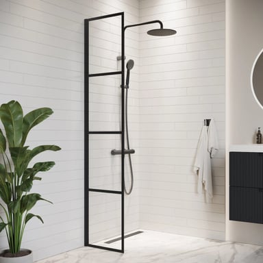 Badplaats Douchewand essos 40 x 200 cm zwart – inloopdouche 8 mm