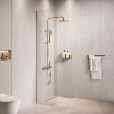 Badplaats Douchewand florida 40 x 200 cm goud – transparant inloopdouche