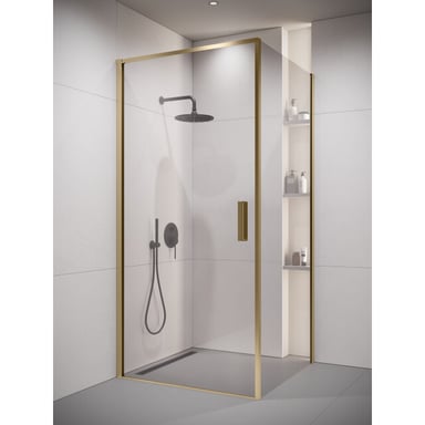 Badplaats Douchecabine alava 80 x 80 x 190 cm goud douchewand met draaideur