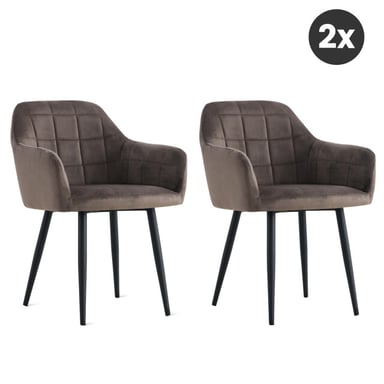 Multifurn 2x eetkamerstoel praia fluweel kiezelgrijs