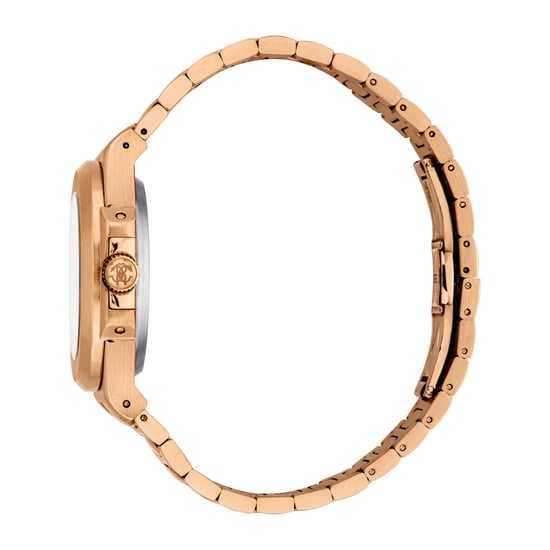 ROBERTO CAVALLI Men Watch, Rose Gold Color Case, Black Dial, Rose Gold Color Metal Bracelet, 3 Hands Date, 3 ATM - Image 3