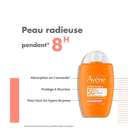 Avène Ultra Fluid Radiance Zonnebrandcrème SPF50+ 50 ml voor een stralende huid - Image 3